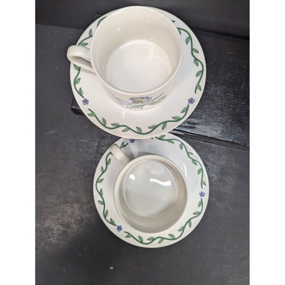 International Tableworks Terrace Blossoms 40 Flat Coffee Cup w/Saucer Set of 2 - Picture 6 of 10